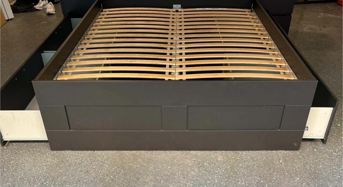 Black Queen Bed Frame with Storage Drawers - photo 4