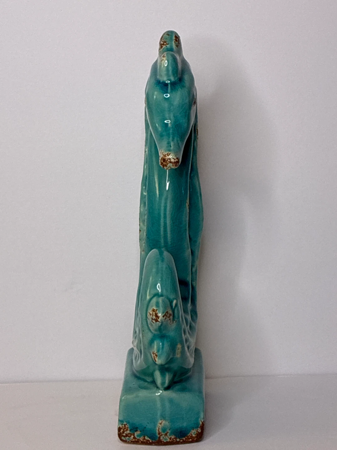 Vintage Coastal Ceramic Seahorse – Turquoise Crackle Glaze - photo 3