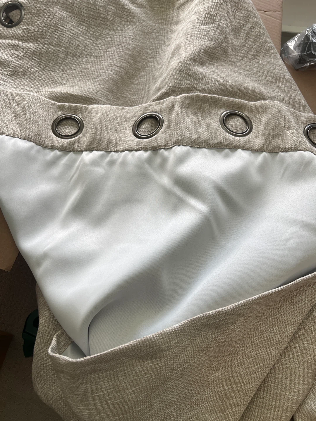 Linen Blend Grommet Top Curtains - Beige - photo 2