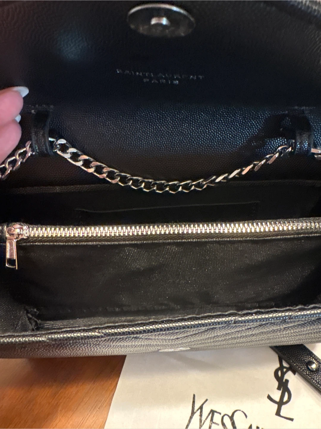 Saint Laurent Black Quilted Leather Chain Wallet - photo 2