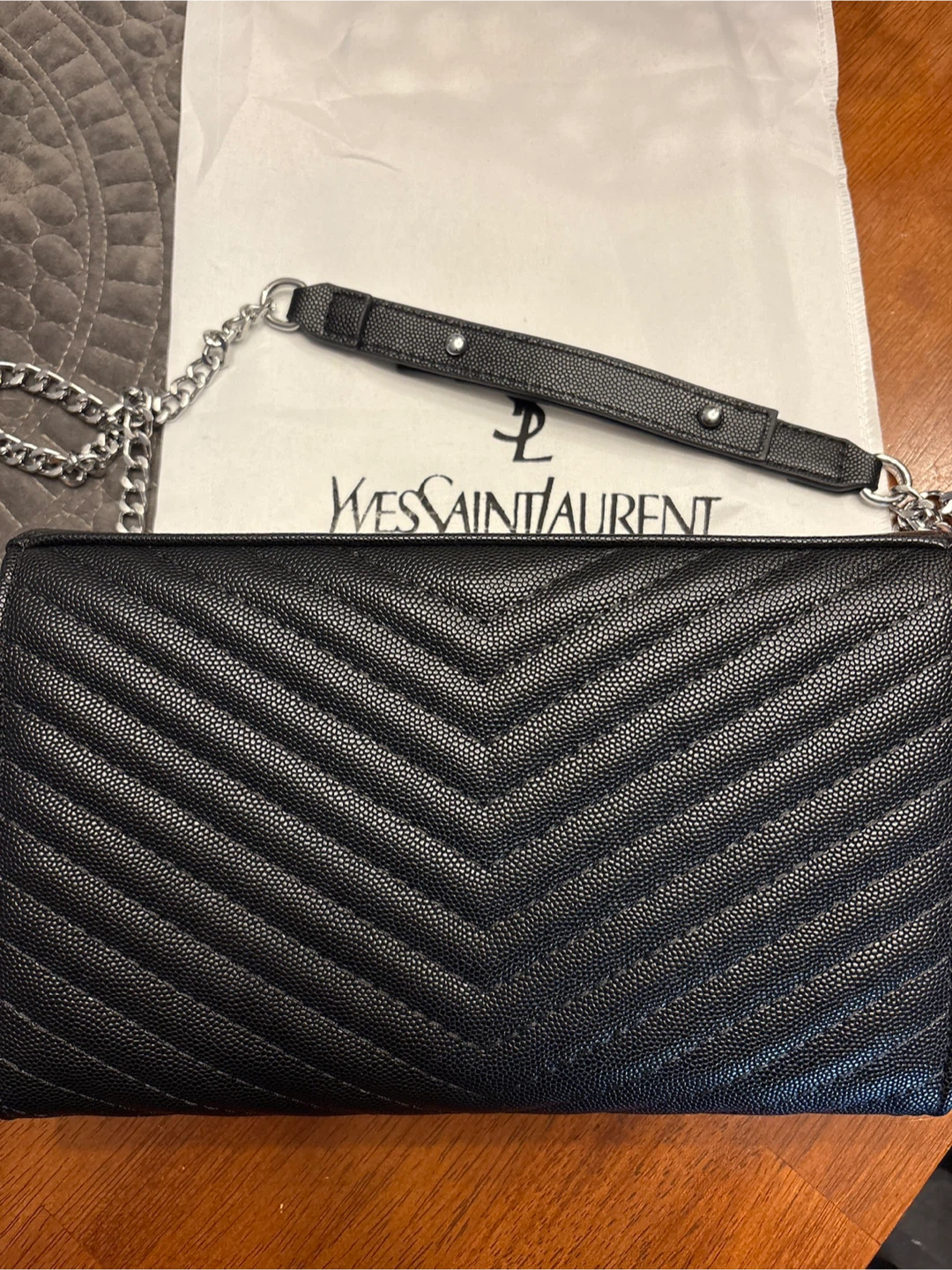 Saint Laurent Black Quilted Leather Chain Wallet - photo 3
