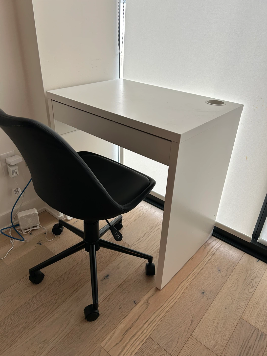 White Desk with Drawer + chair