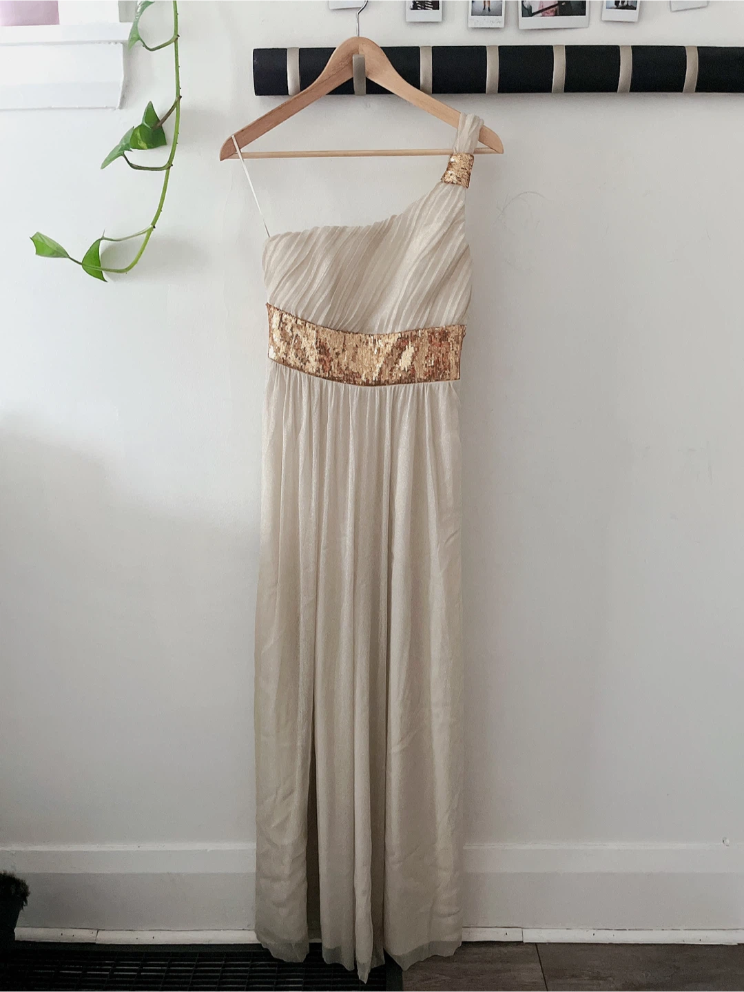 One-Shoulder Sequin Maxi Dress