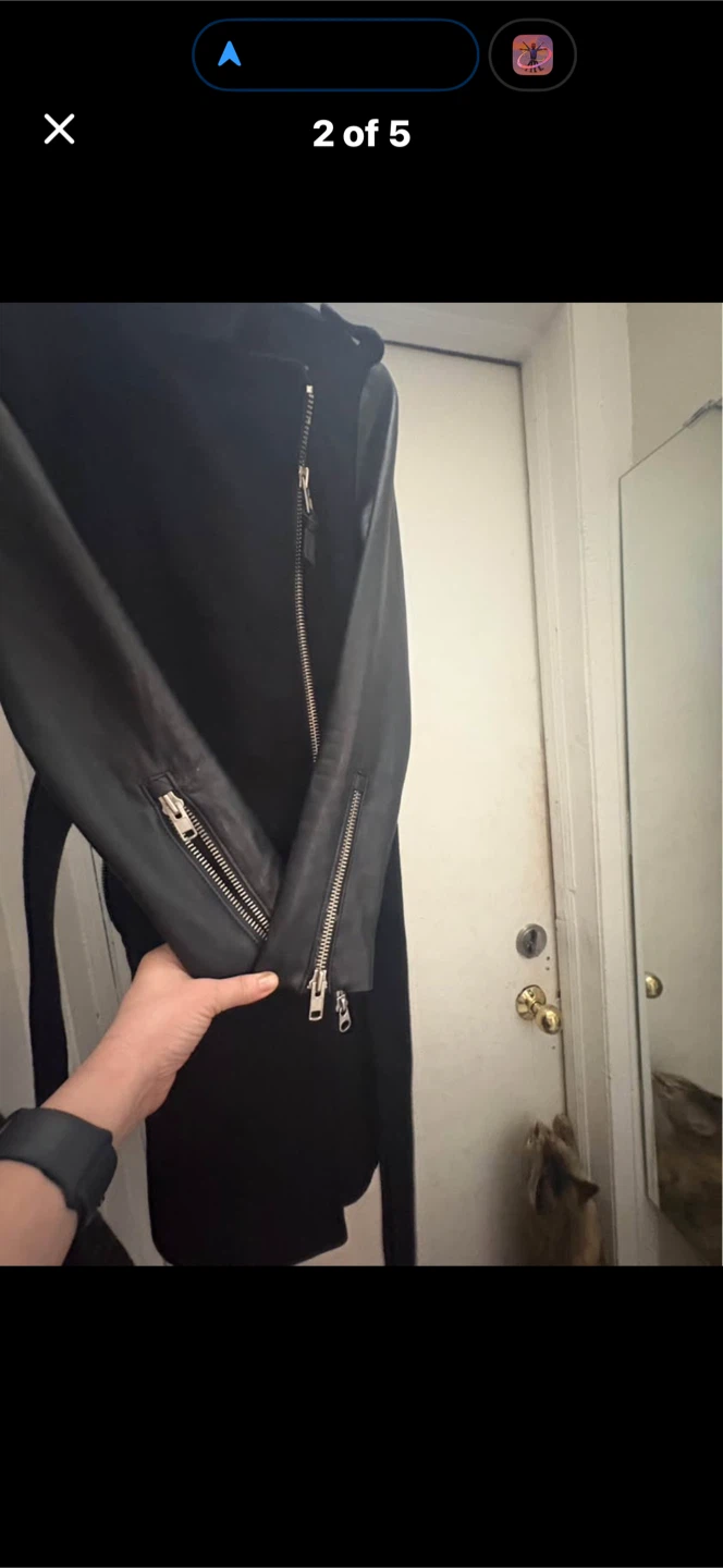 Mackage Montreal Black Wool & Leather Trench Coat - photo 2