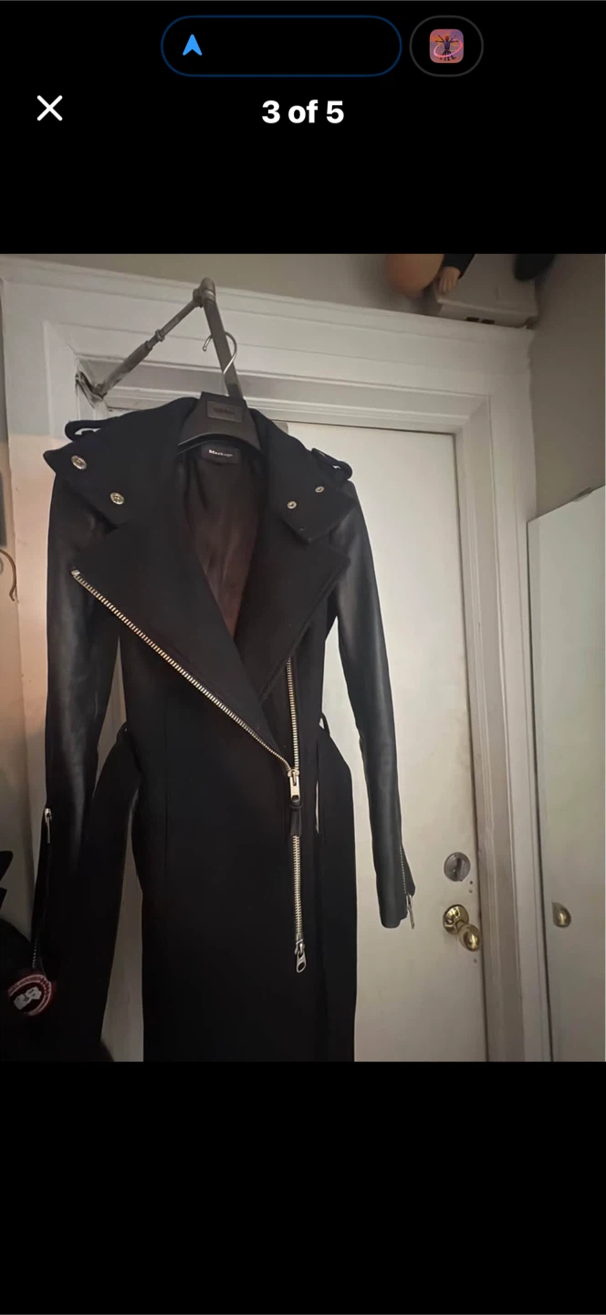 Mackage Montreal Black Wool & Leather Trench Coat - photo 4