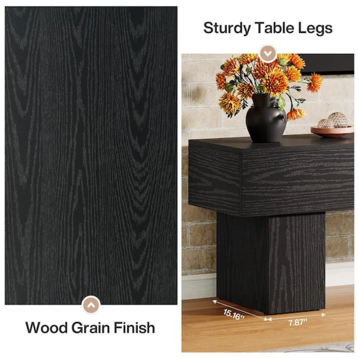 Black TV Stand Fits TV Console Table - photo 5