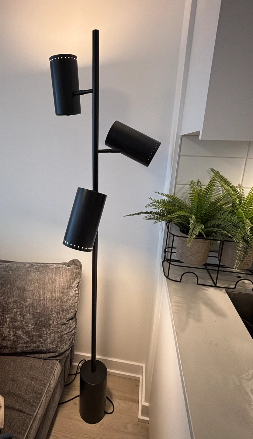 Metallic Black 3-Head Floor Lamp - photo 3