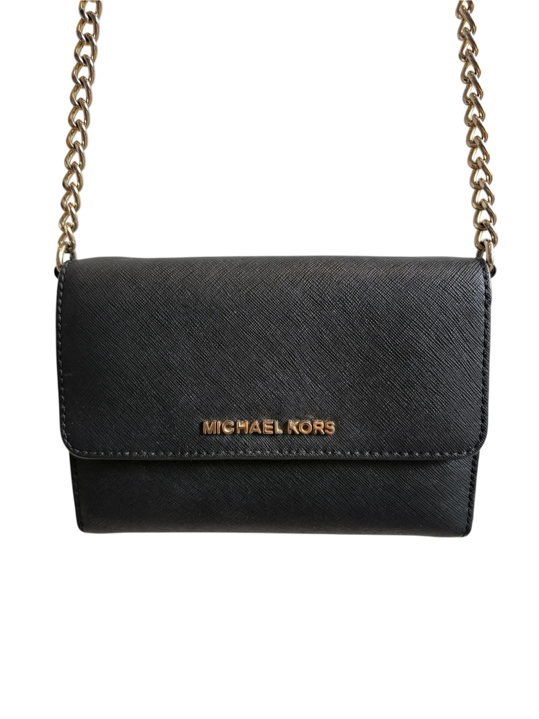 Michael Kors Black Jet Set Saffino Leather Crossbody Wallet Bag - photo 2