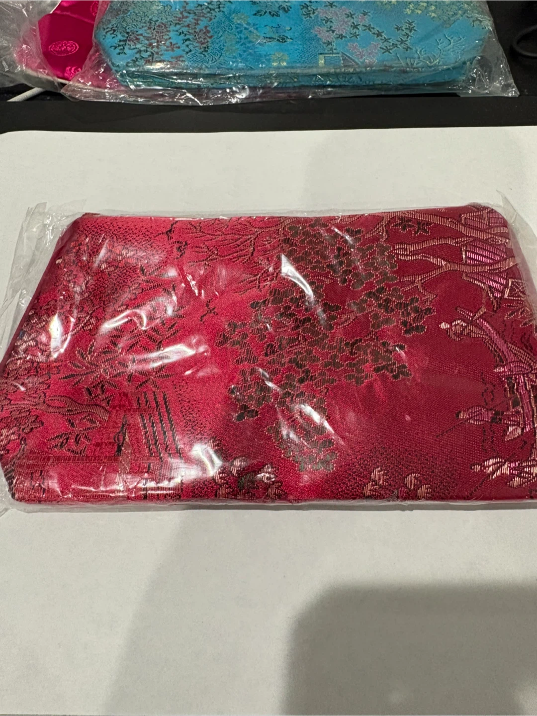 Red Brocade Clutch/Accessory Pouch