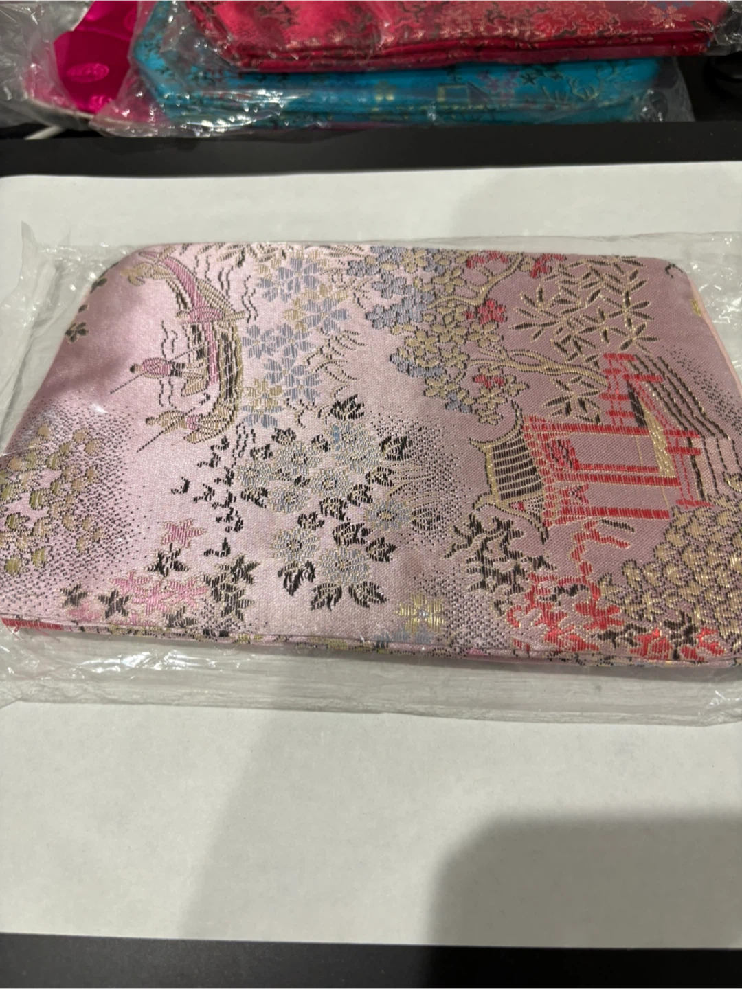 Pink Embroidered Clutch