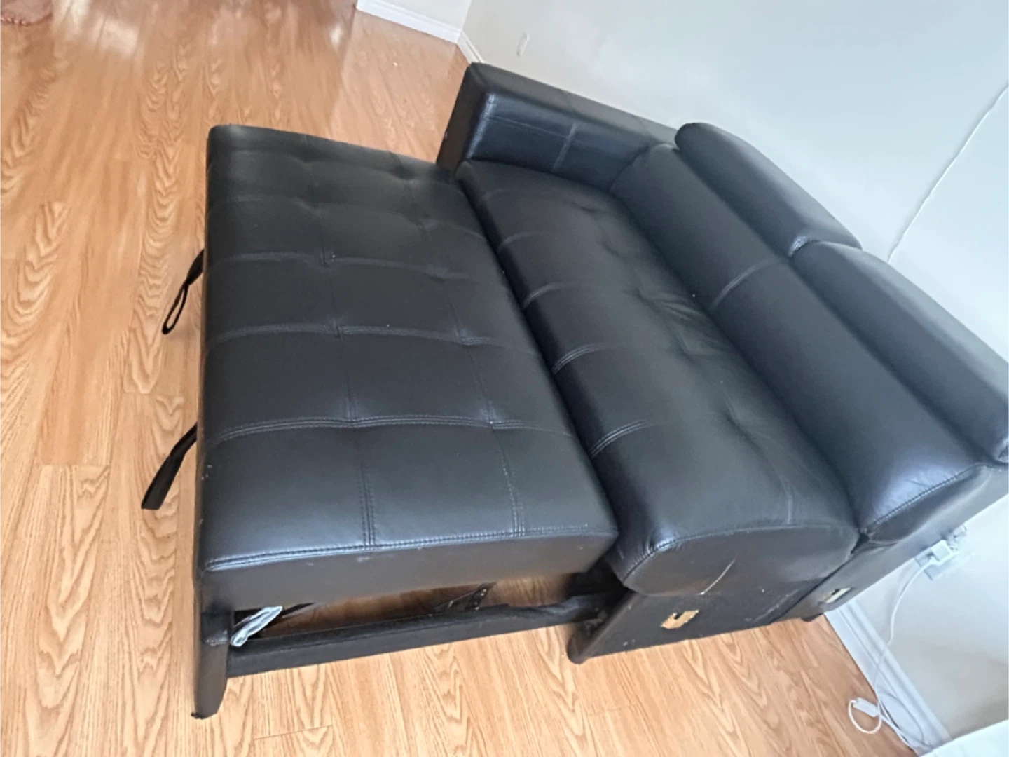 Black Faux Leather Loveseat Sofa Bed - photo 3