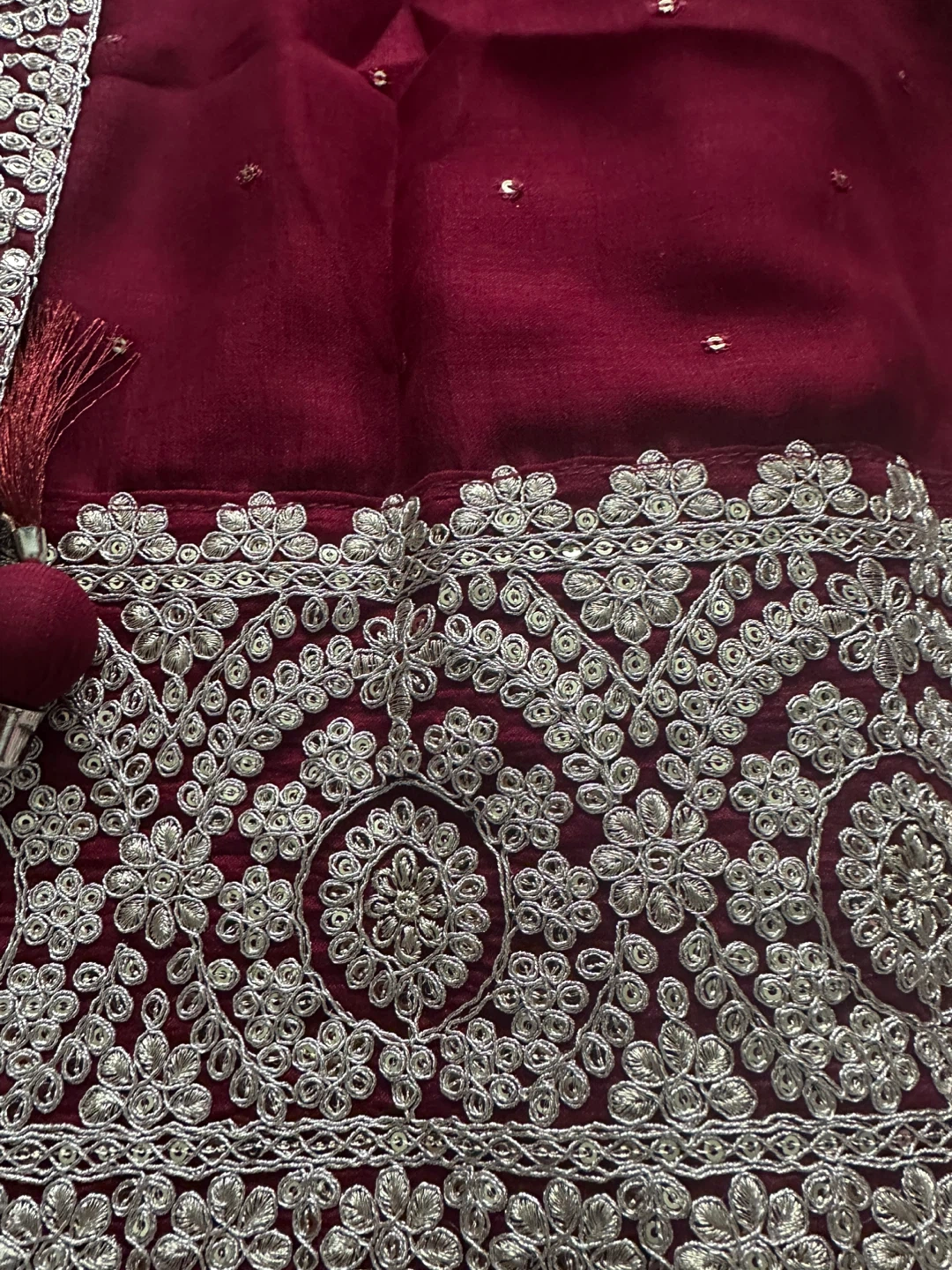 Maroon Embroidered 3-Piece Outfit - photo 4