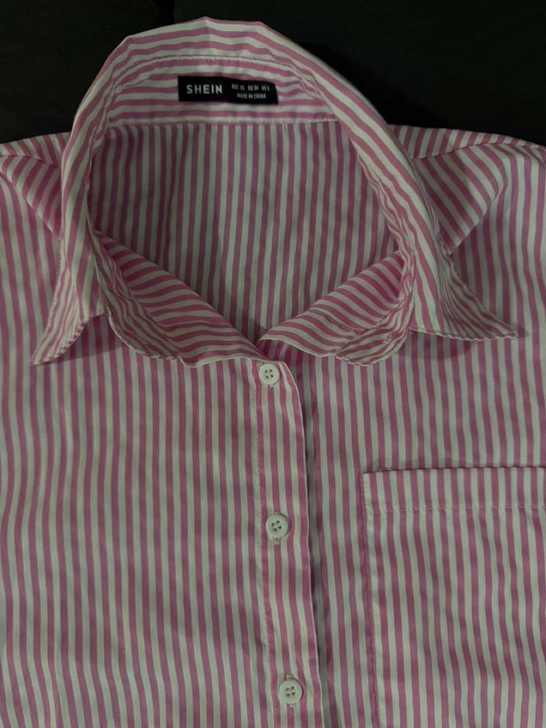Pink and White Striped Button-Up Shirt - SHEIN - photo 3