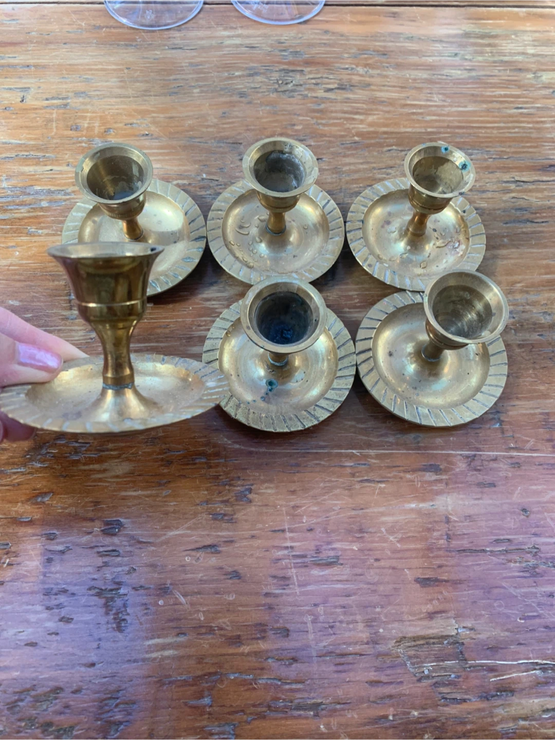 Set of 6 Brass Candlesticks