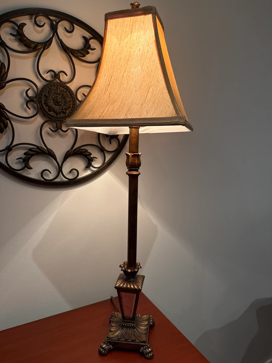 Bronze Table Lamp with Beige Shade - photo 2