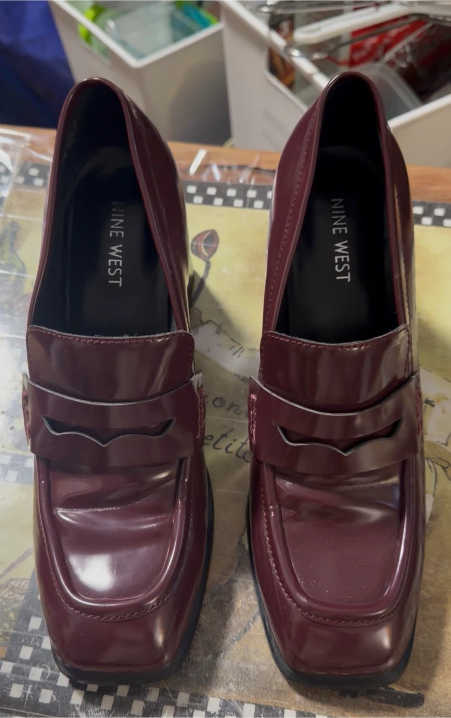 Nine West Women's Burgundy Heeled Loafers