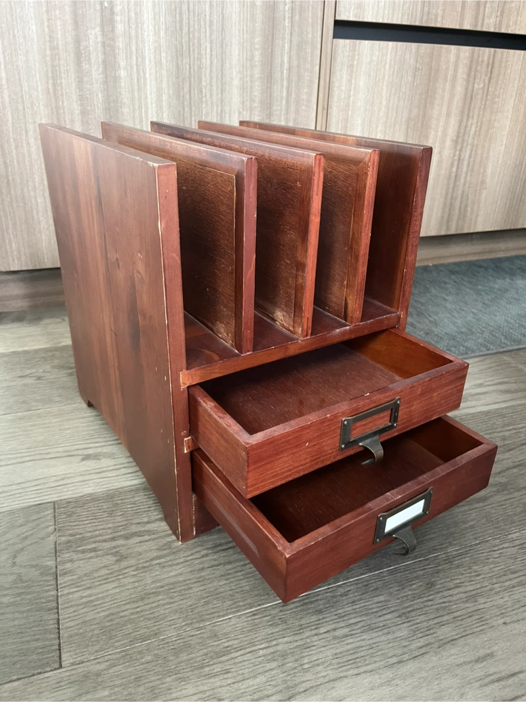 Pottery Barn Wooden Desk Organizer with Drawers - photo 2