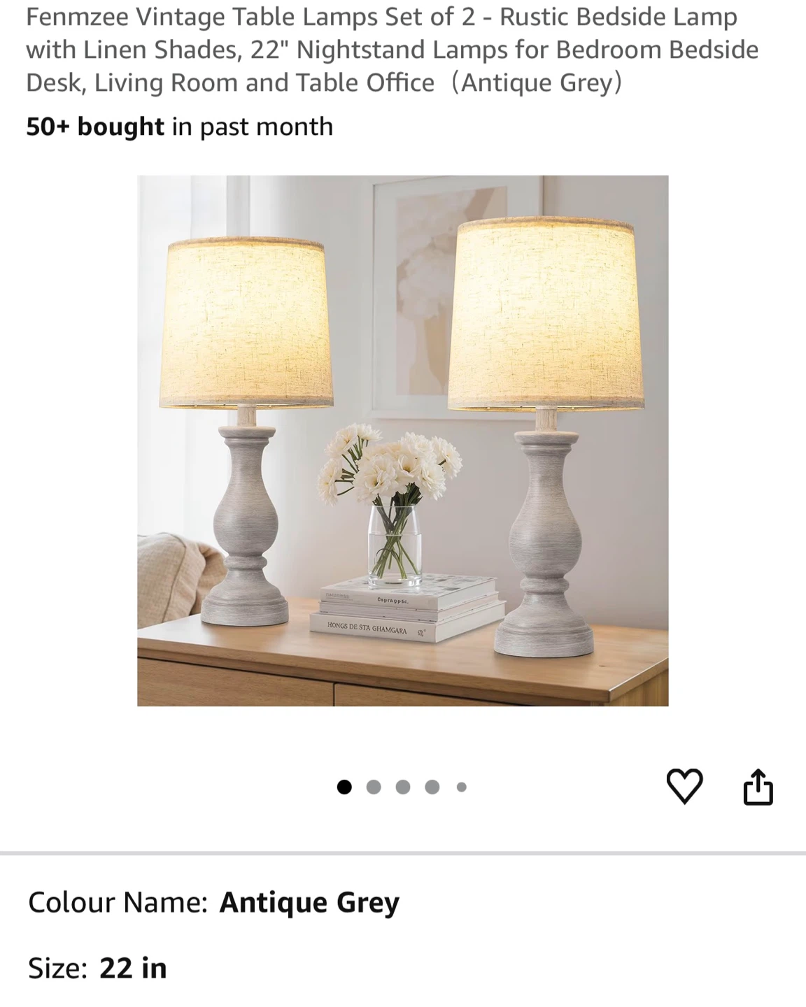 Rustic Table Lamp Set - Antique Grey