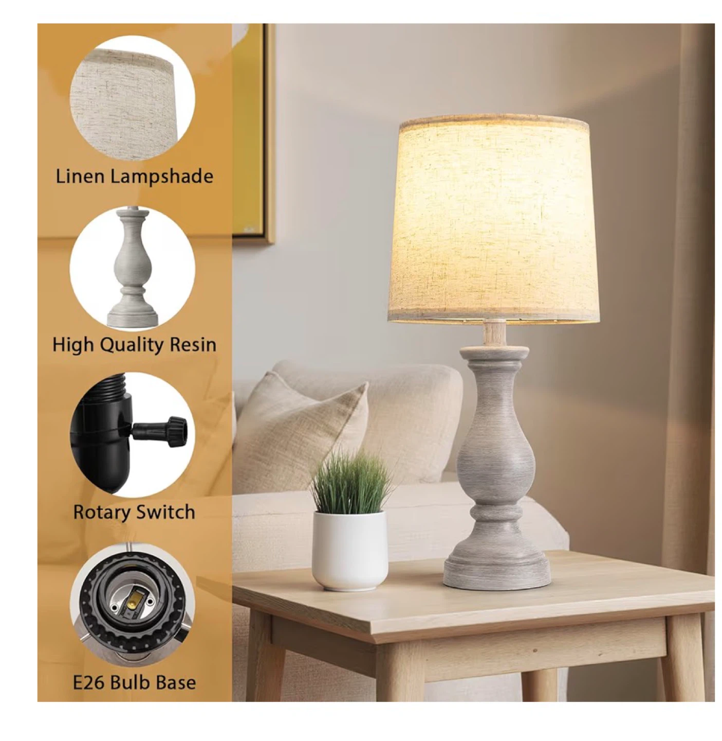 Rustic Table Lamp Set - Antique Grey - photo 3