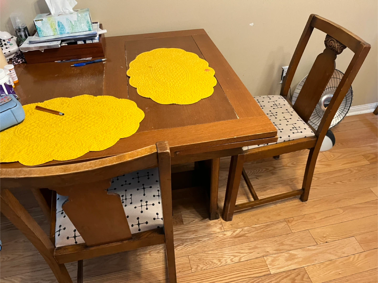 Art Deco Dining Table, Buffet and 4 Chairs Set