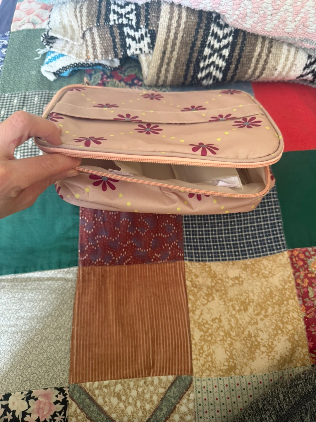 Pink Floral Makeup Bag / Organizer