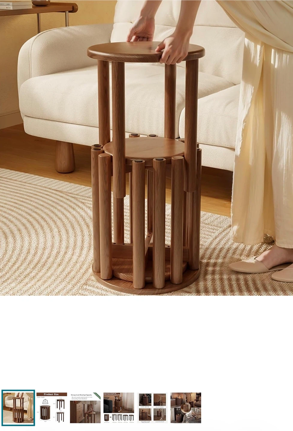 Round Stool Set of 4 Side Table (stackable & compact) - photo 3