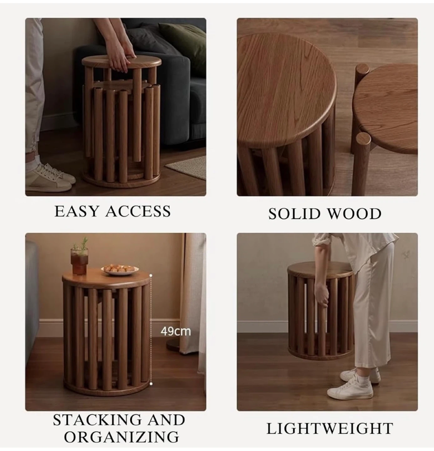 Round Stool Set of 4 Side Table (stackable & compact) - photo 5