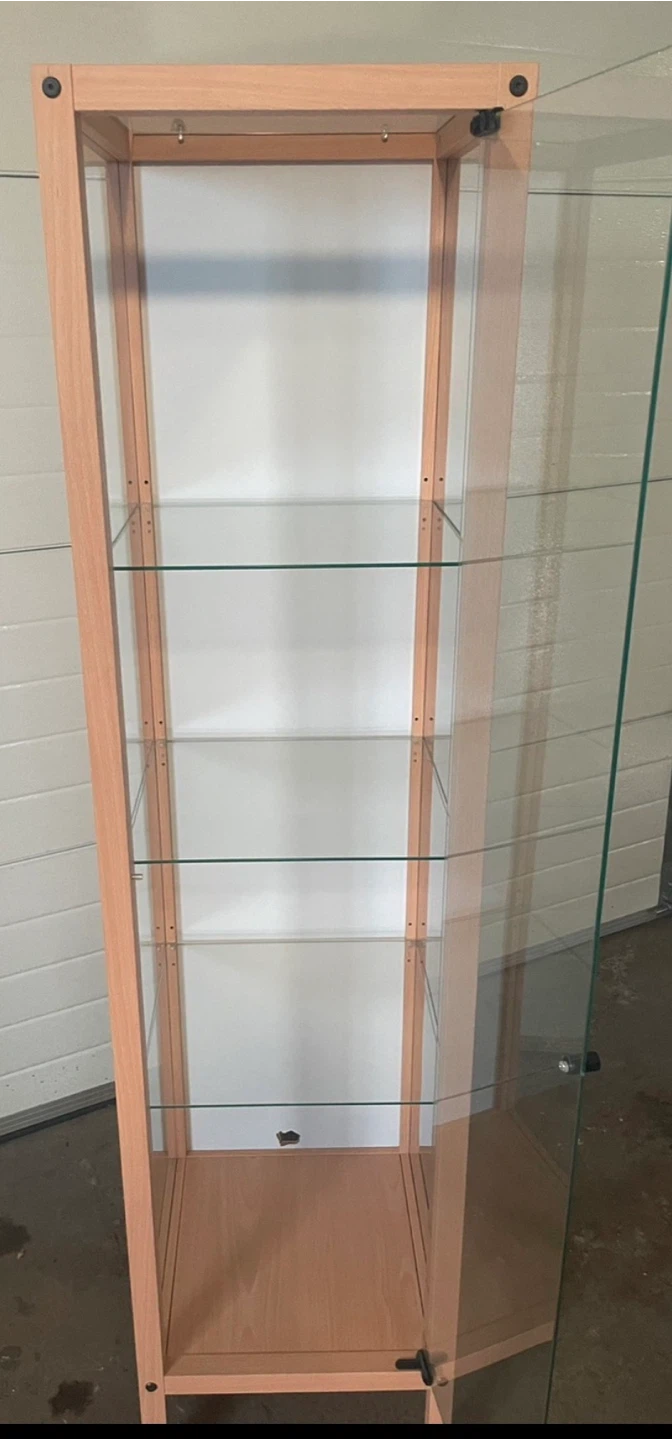 Glass Display Cabinet with Wood Frame