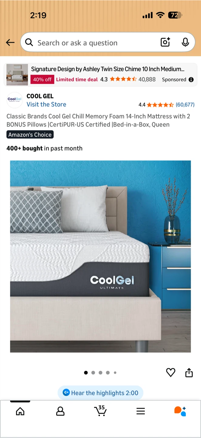 Complete bed set : Queen 14 inch Memory Foam Mattress Bed Frame - photo 5