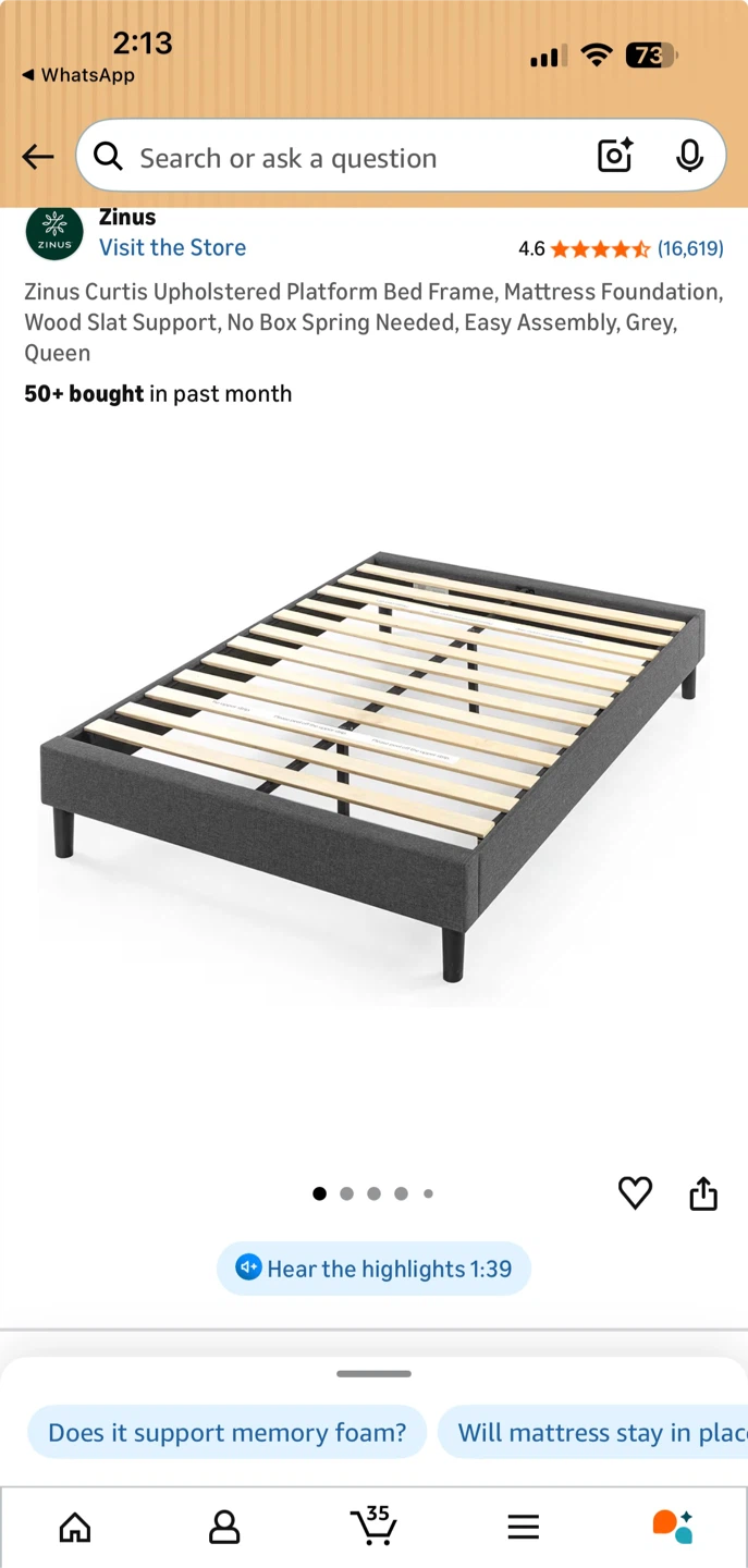 Complete bed set : Queen 14 inch Memory Foam Mattress Bed Frame - photo 4