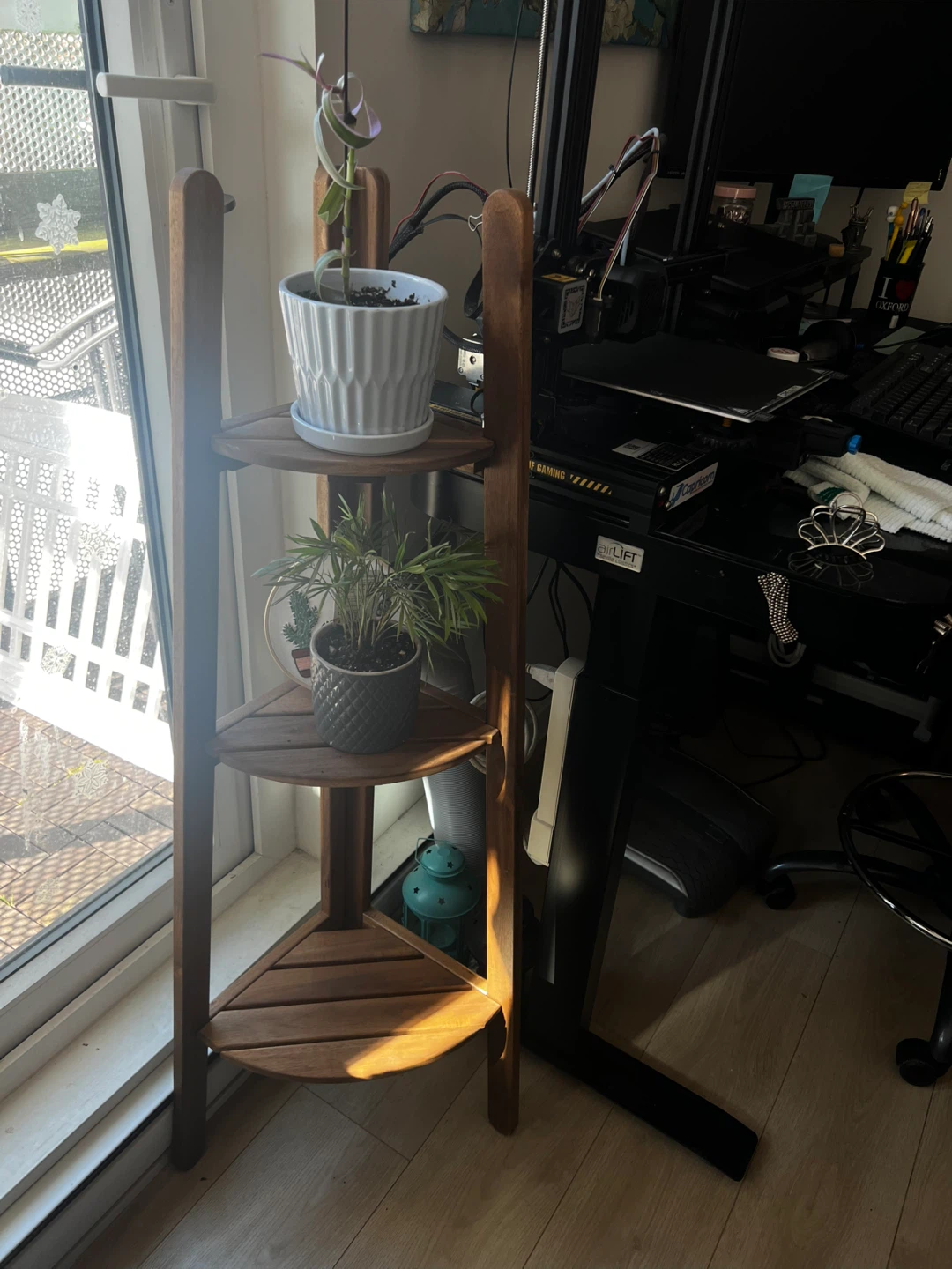 Wooden Corner Plant Stand