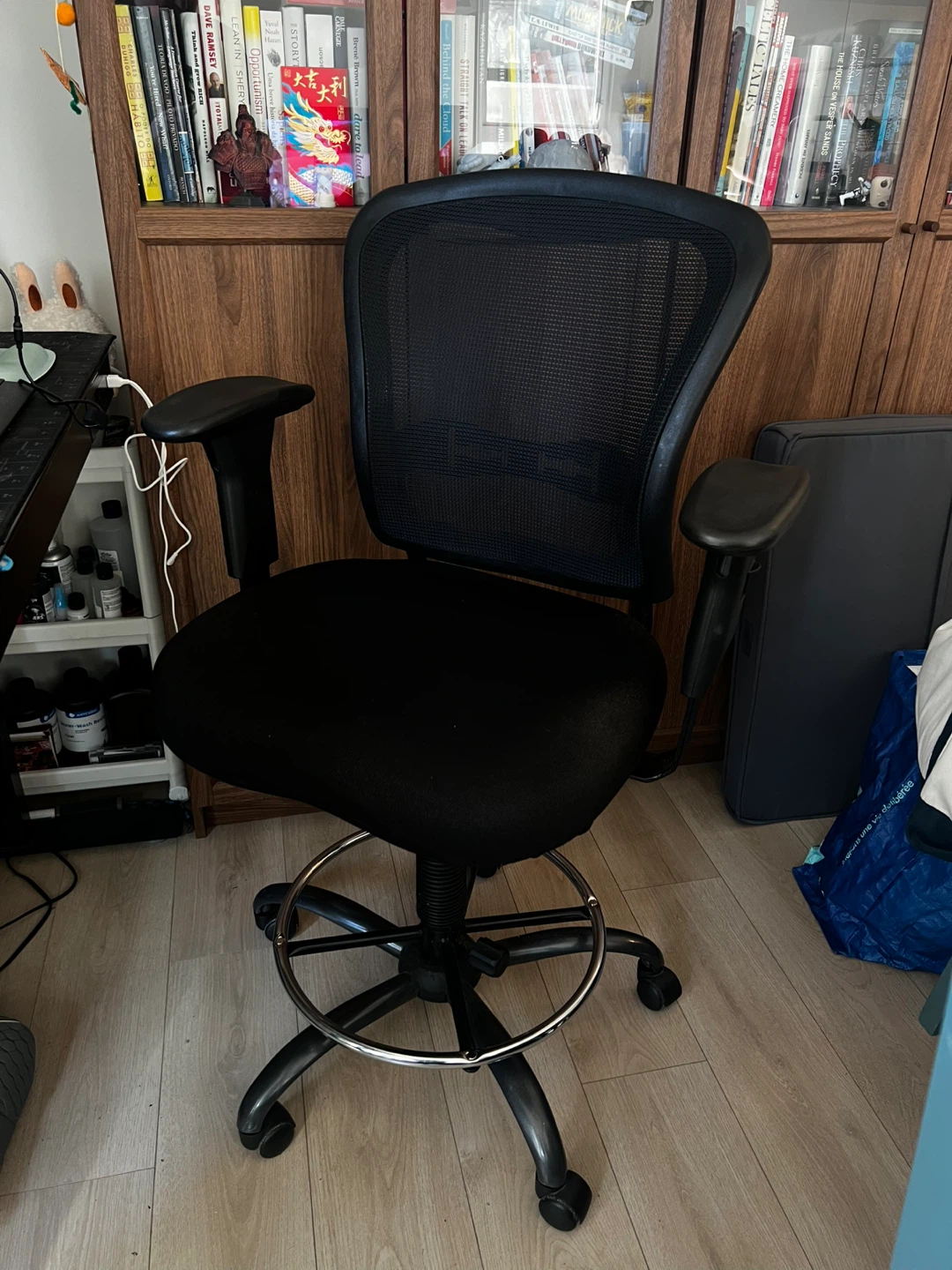 Black Mesh Back Drafting Stool Chair