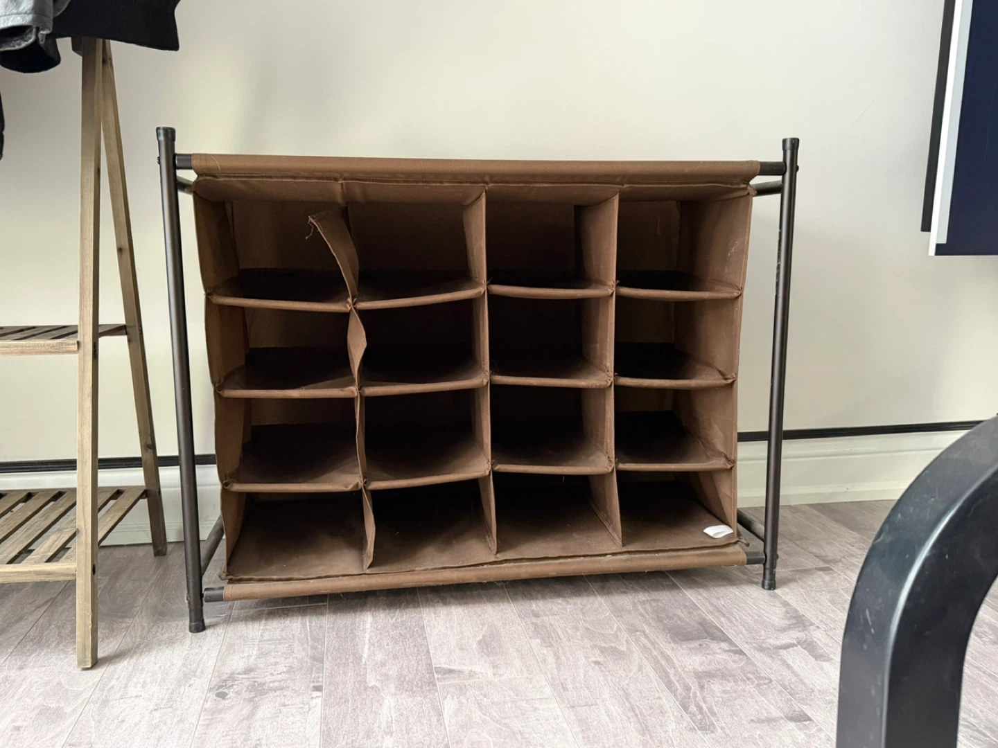 Brown 16-Cube Fabric Shoe Organizer