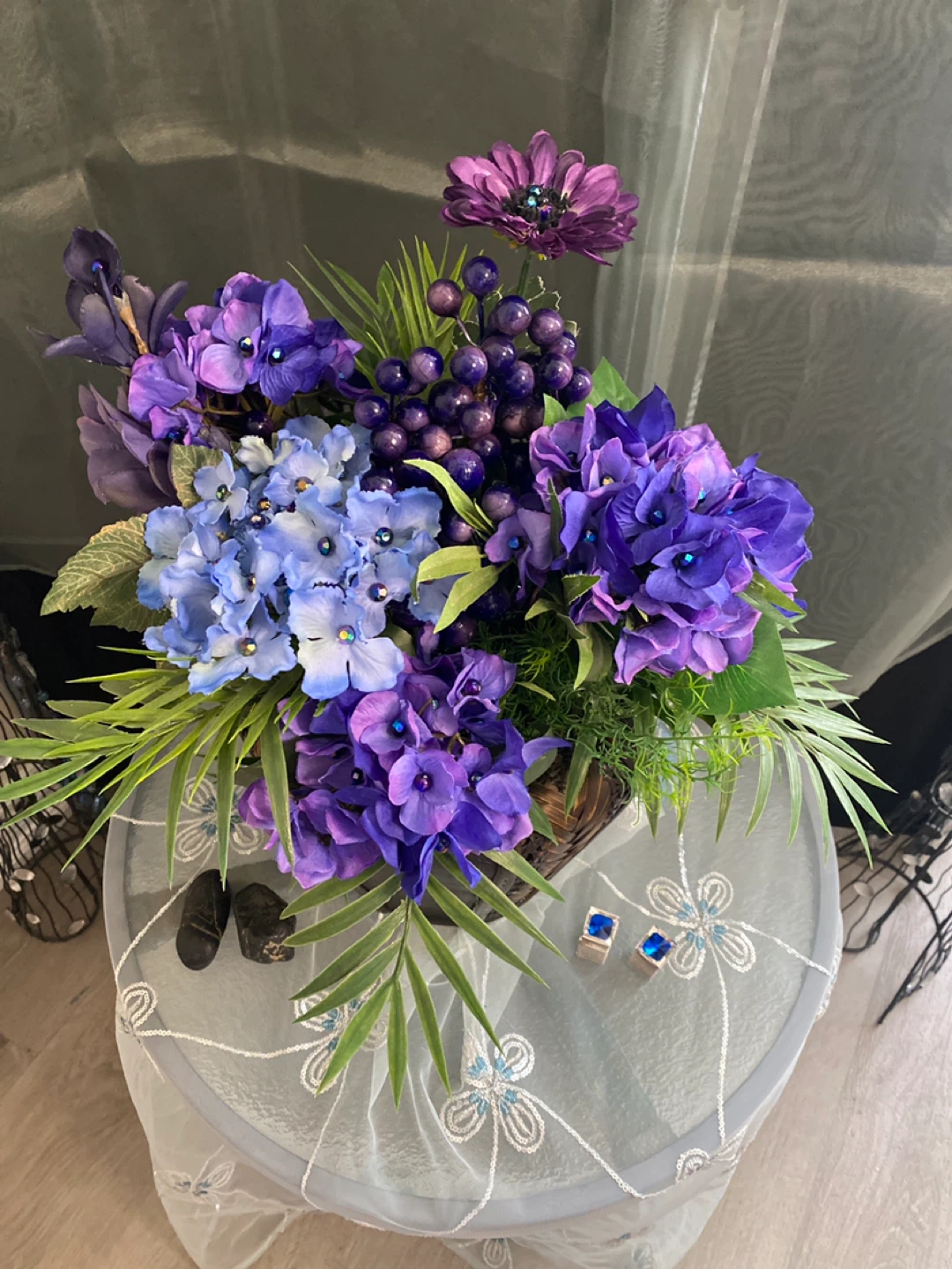 Artificial Flower Arrangement in Wicker Basket