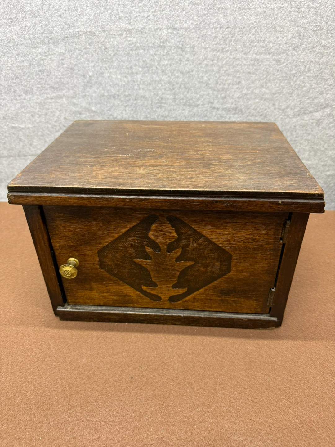 Vintage Wooden Box with Carved Design