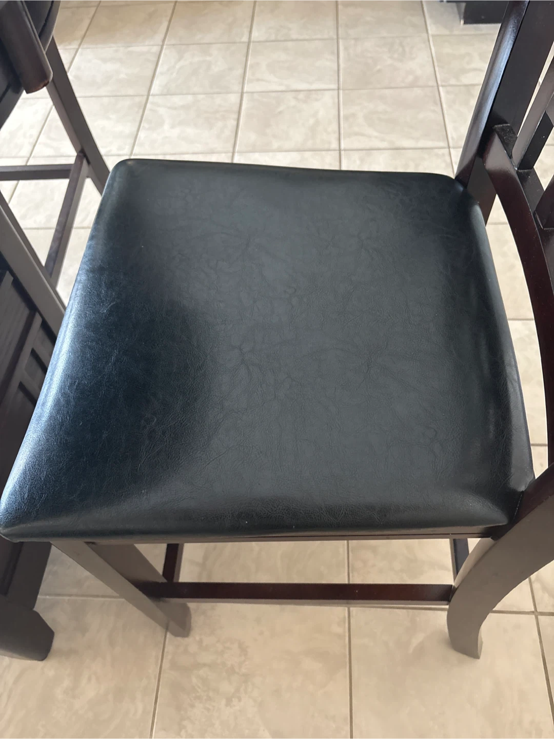 Dark Wood Dining Table Set with 4 Black Padded Chairs - photo 5