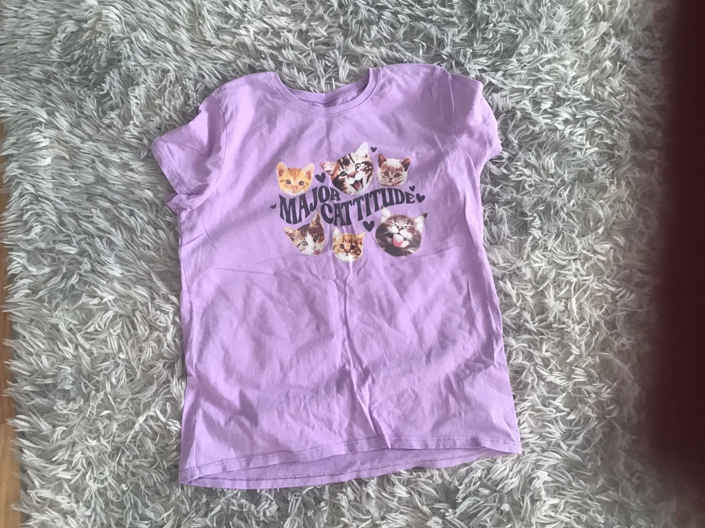 Purple T-Shirt with "Major Cattitude" Graphic