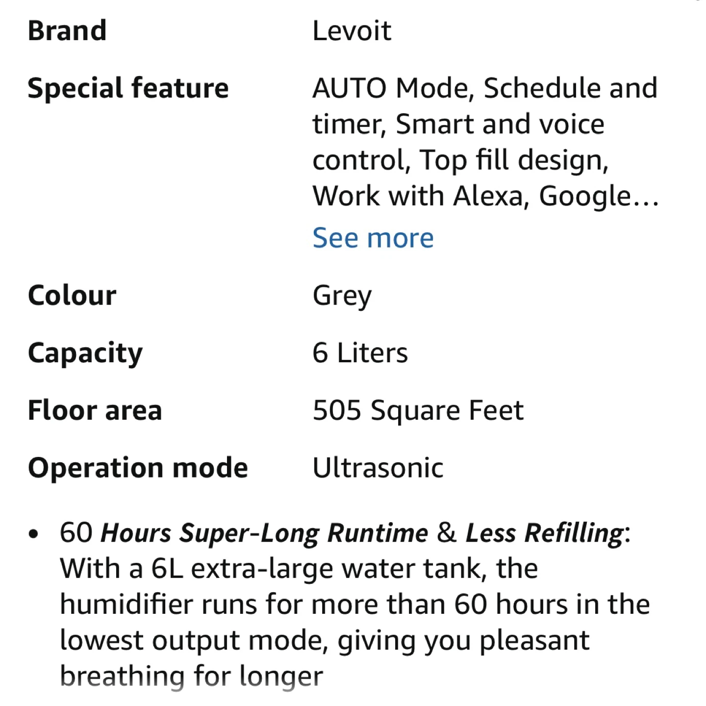LEVOIT Classic300S Humidifier - Grey - photo 3