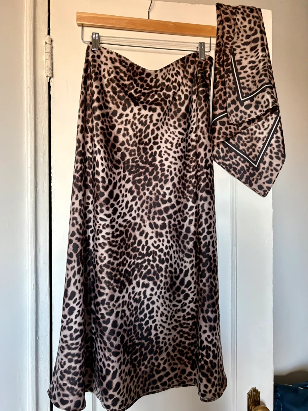 LOFT Leopard Print Skirt & Matching Scarf Set