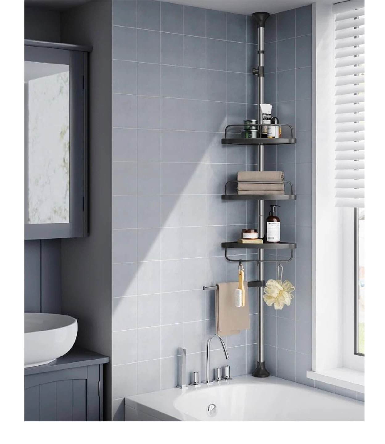 Tension Shower Caddy with 4 Shelves