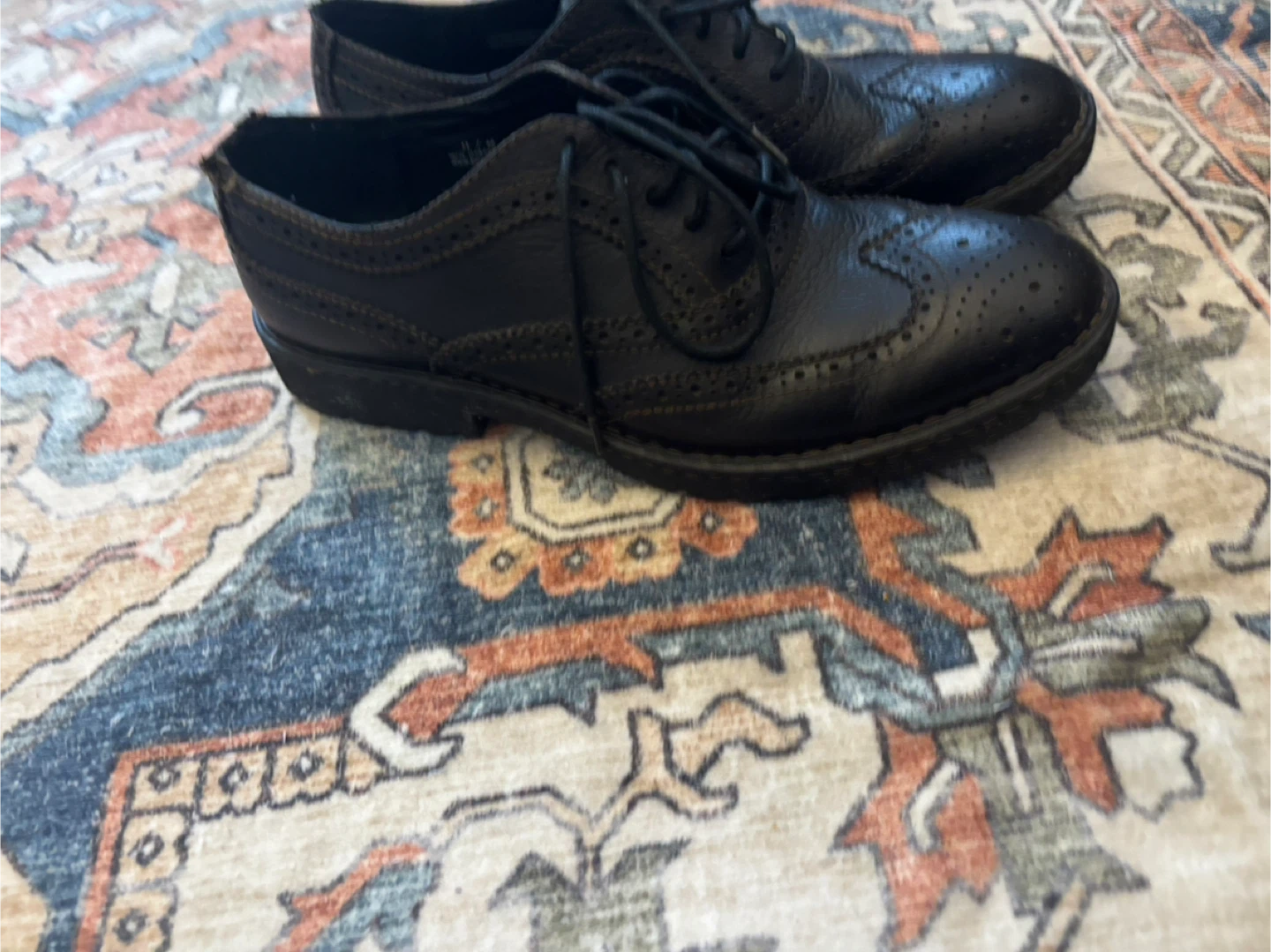 Born Black Leather Wingtip Brogue Oxford Shoes - photo 2