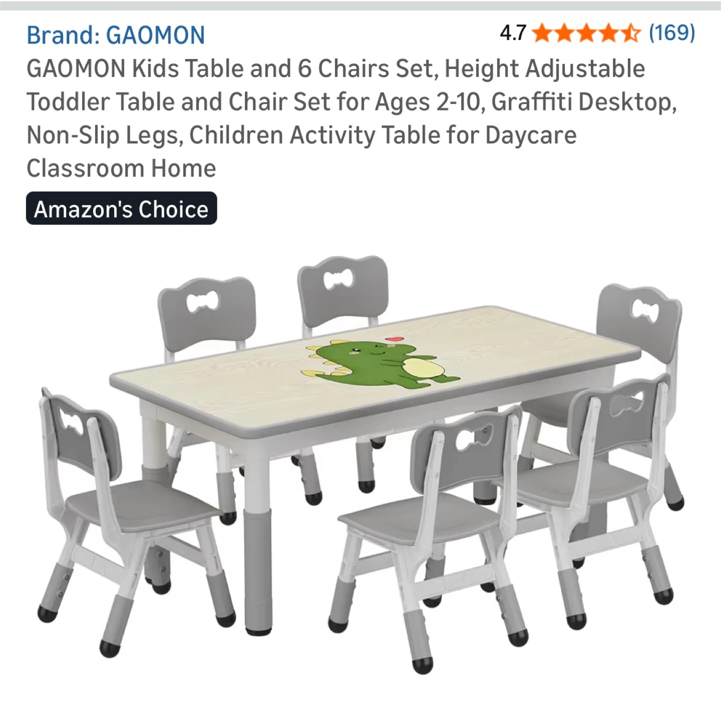 GAOMON Kids Table and 6 Chairs Set