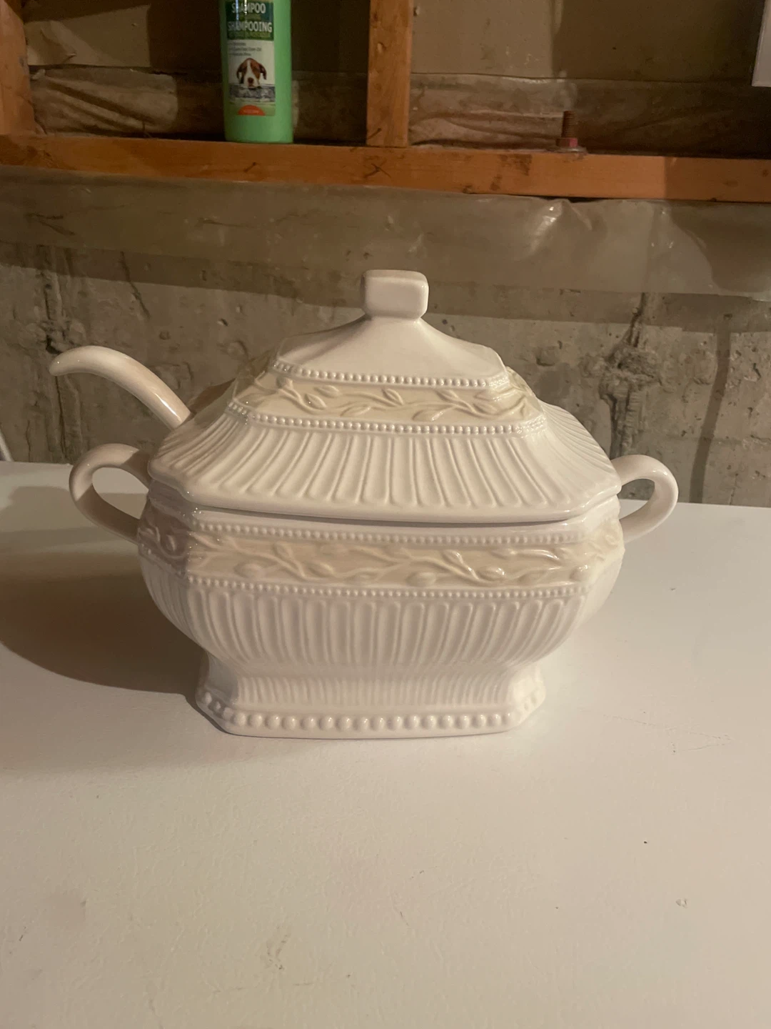 White Ceramic Soup Tureen with Ladle