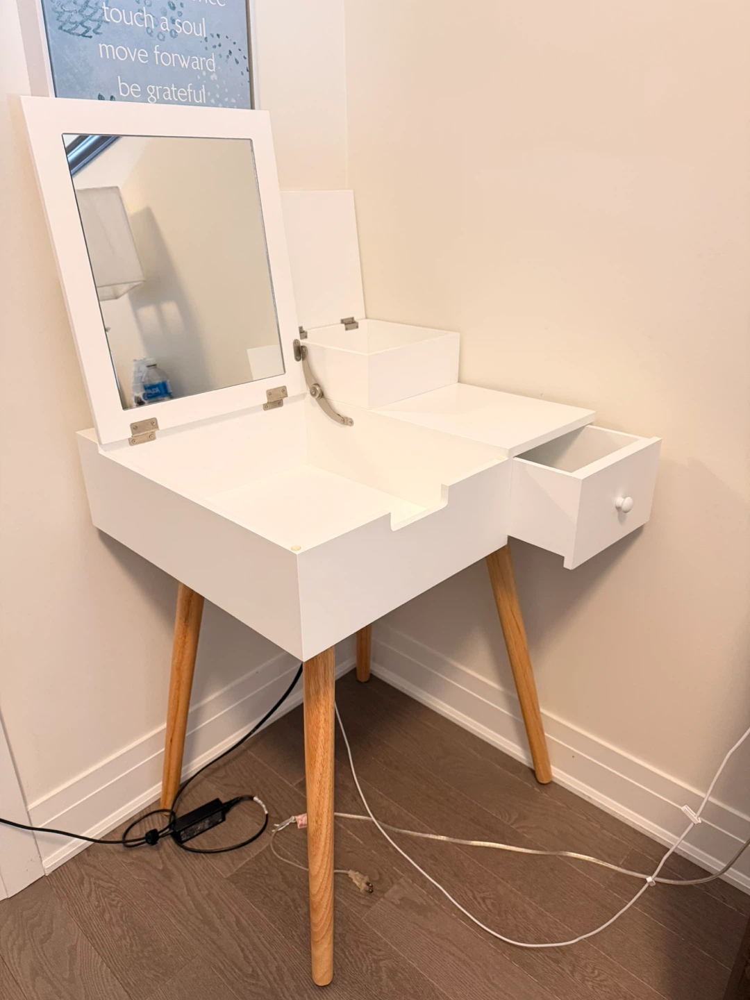 2in1 White Vanity Table with Mirror and Drawer - photo 4
