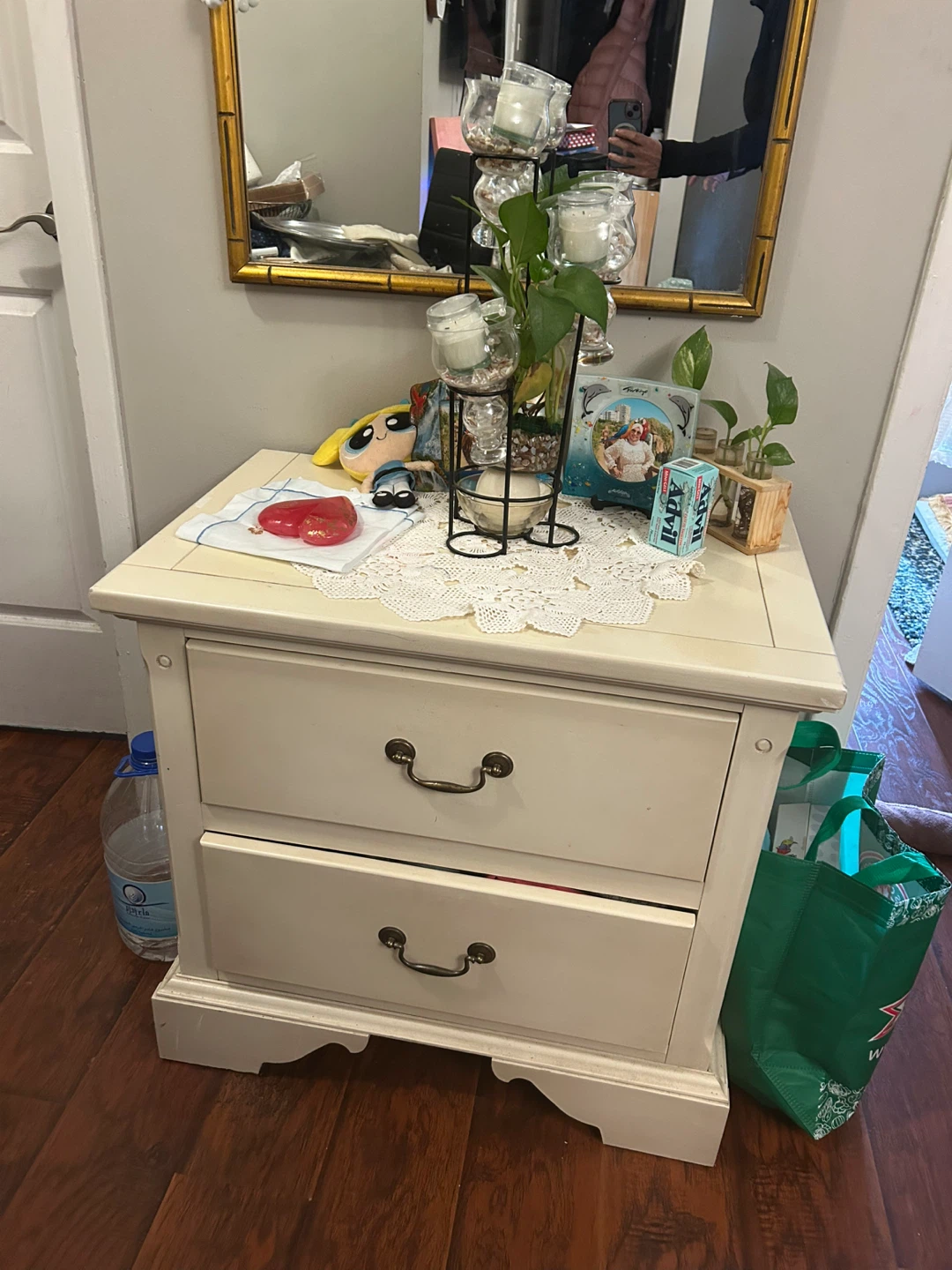 Cream Two-Drawer Nightstand