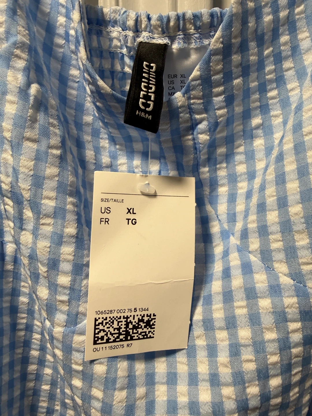 Divided H&M Blue Gingham Smocked Mini Dress XL - photo 3