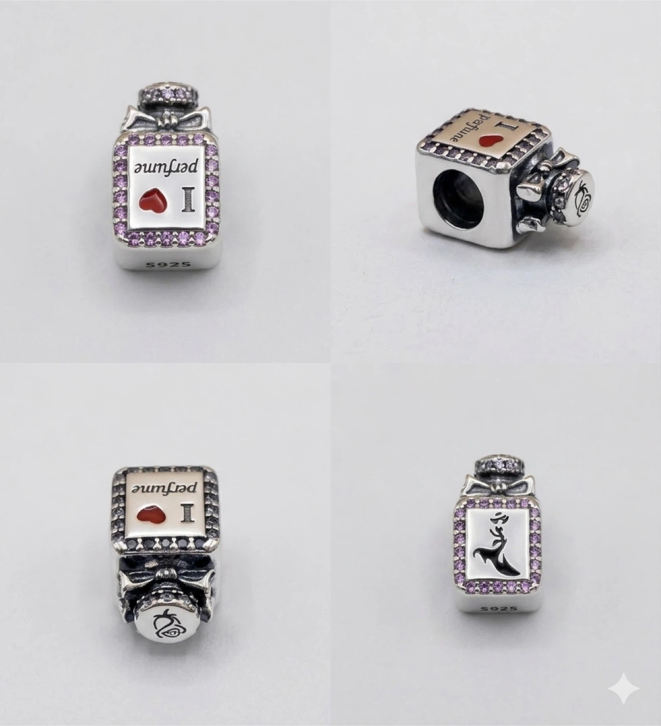 😍Sterling Silver "I Love Perfume" Perfume Bottle Charm