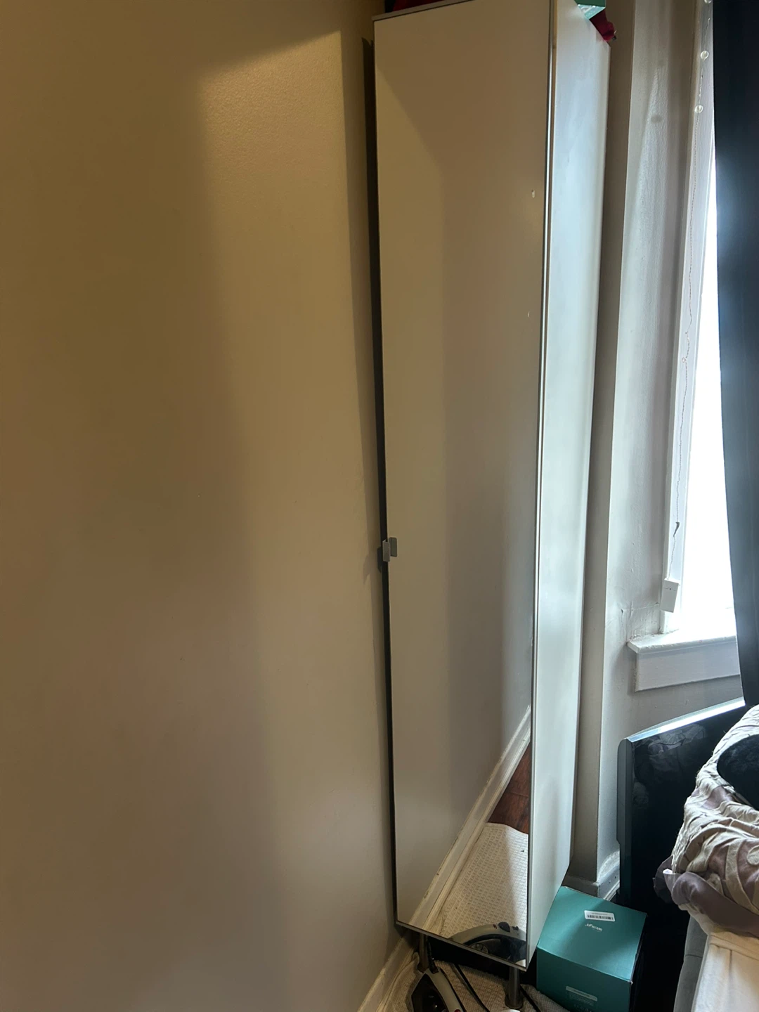 Tall White Cabinet with Mirror Door - photo 2