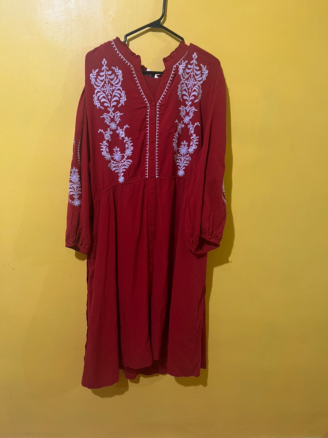Women's Red Embroidered Dress