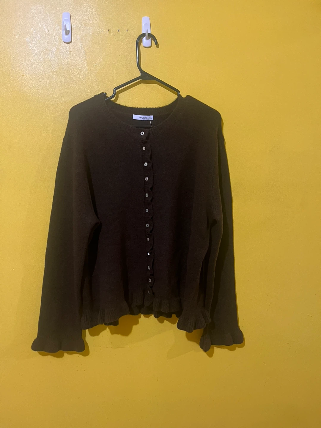 RICKIS Dark Brown Ruffle Cardigan